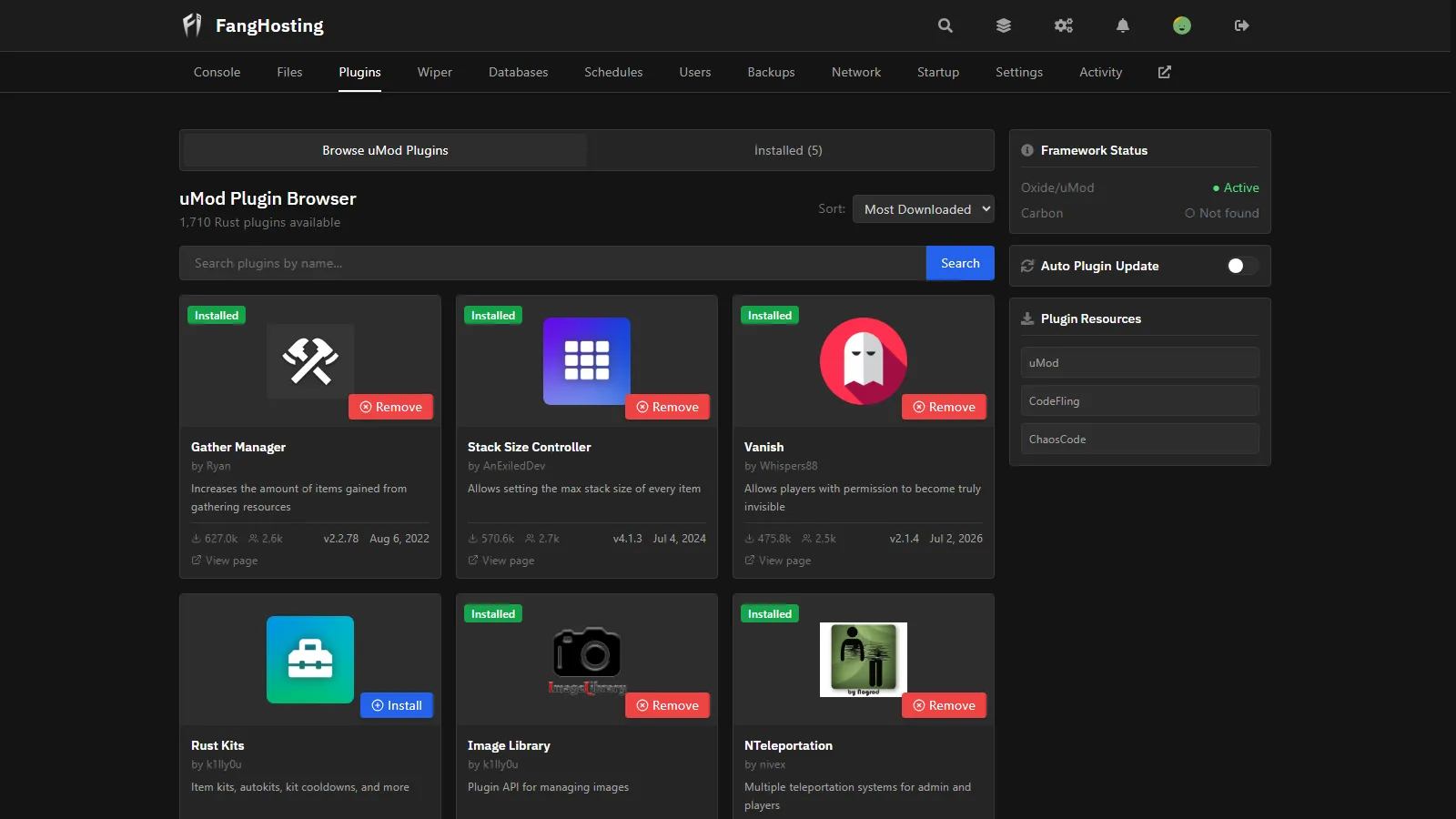Plugins panel screenshot